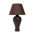 Creekwood Home Traditional Ceramic Textured Imprint Winding Table Desk Lamp, Matching Empire Fabric Shade, Brown CWT-2002-BW